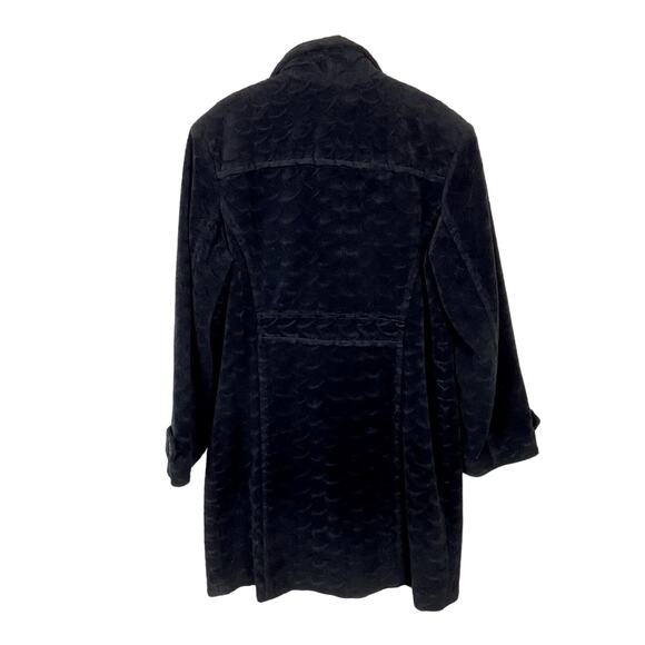 Coat Scalloped Texture Chunky and Funky Black Winter Warm Secretary Chic Vintage - Picture 2 of 16